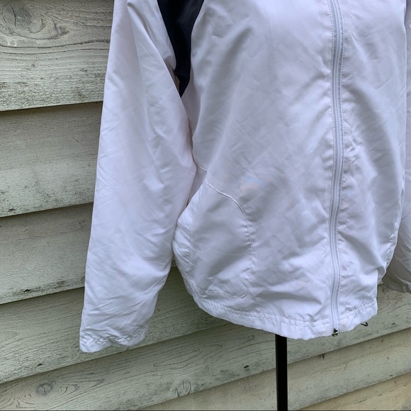 Vintage 90s Striped Detail Zip Front Long Sleeve Mock Neck Athletic Track Jacket - Picture 9 of 16